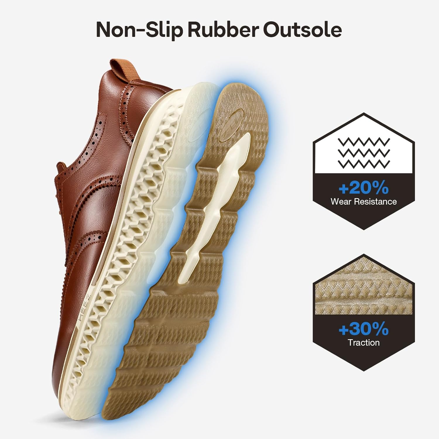 HEEZ Men's Dress Sneakers, Casual Dress Shoes for Men Comfortable, Wingtip Oxford for Business Office - Image 5