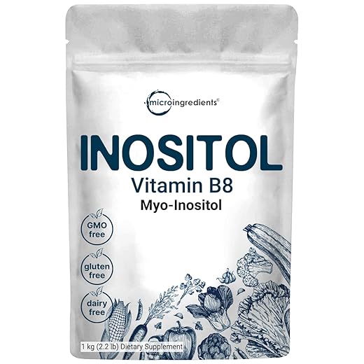 Pure Inositol Powder, Myo-Inositol B8 Powder, 1KG (2.2 Pounds), Strongly Supports Liver Health & Antioxidant, Super Inositol for Hair and Inositol for Sleep, Non-GMO and Vegan Friendly