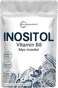Pure Inositol Powder, Myo-Inositol B8 Powder, 1KG (2.2 Pounds), Strongly Supports Liver Health & Antioxidant, Super Inositol for Hair and Inositol for Sleep, Non-GMO and Vegan Friendly