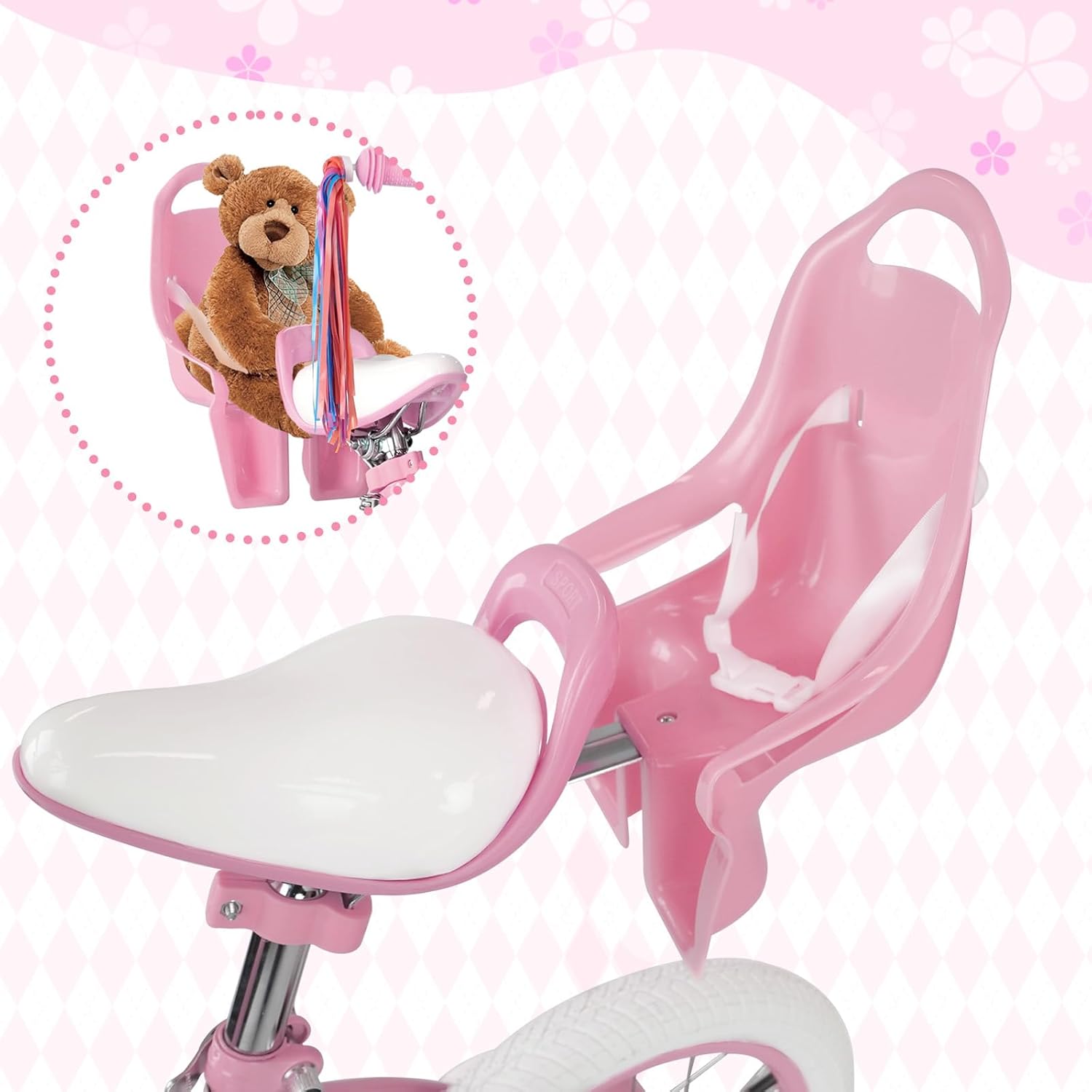 Glaf Toddler Girls Bike for Age 2-9 Years Old 12 14 16 Inch Girls Bike with Training Wheels and Doll Seat Kids Bike Bicycle with Basket