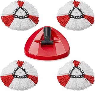 Spin Mop Replacement Head for Vileda Mop Head Refills, Includes 1 Mop Base and 4 Mop Head Compatible with Ocedar Mop 1 Tank System, Microfiber Easy Clean Mop Head for Floor Cleaning