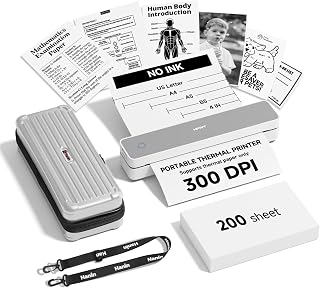 HPRT MT610 Inkless Portable Printer &200Sheets&Case Kit，Wireless for Travel,Thermal Printer Supports 8.5" x 11" US Letter&A4&A5,Compatible with iOS,Android, Laptop,300 DPI,White