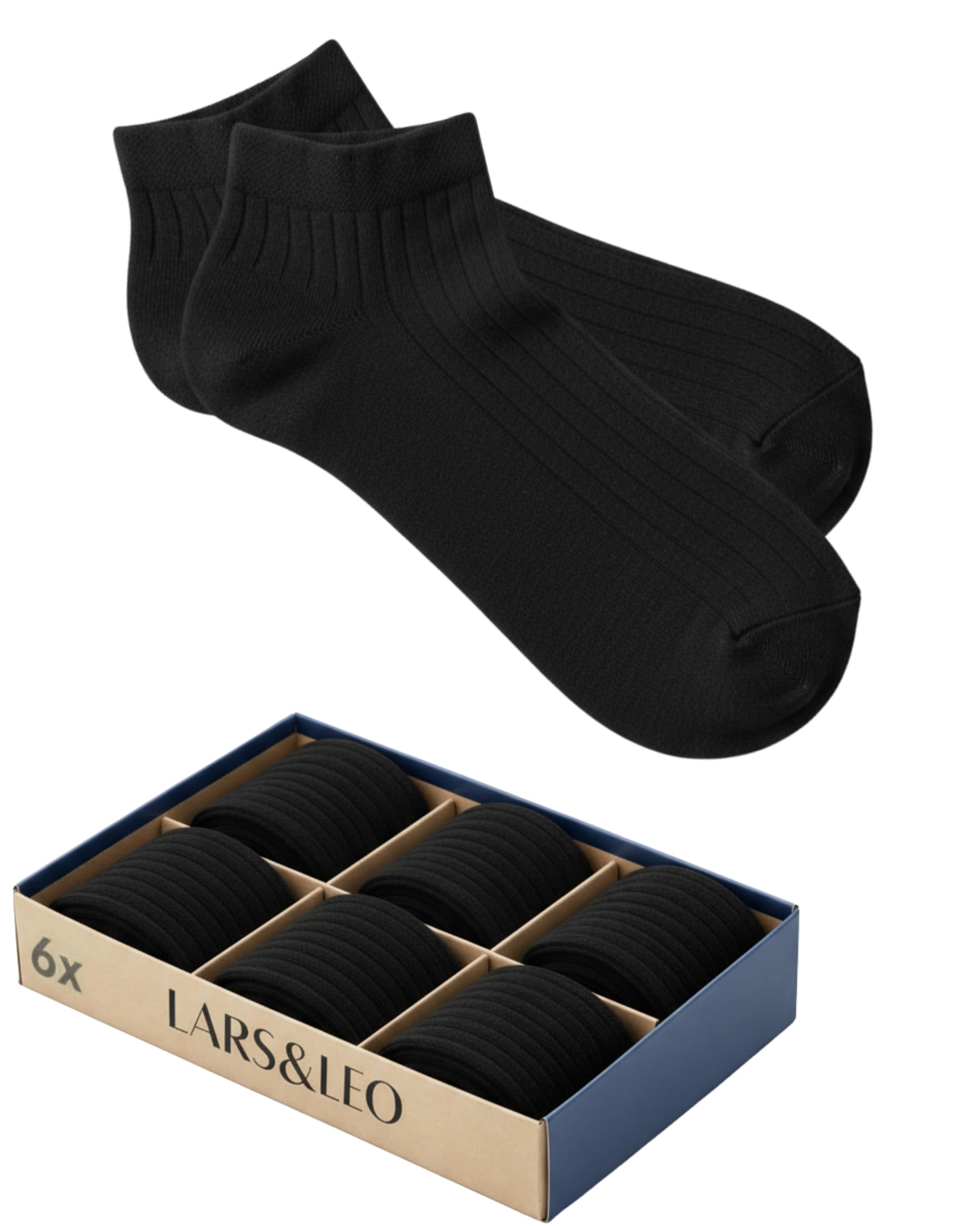 Lars&Leo Sneaker-Socken Slim Fit für Herren/Damen, 6 & 10 Paar, knöchelhoch, aus Bio-Baumwolle, eleganter Rippstrick