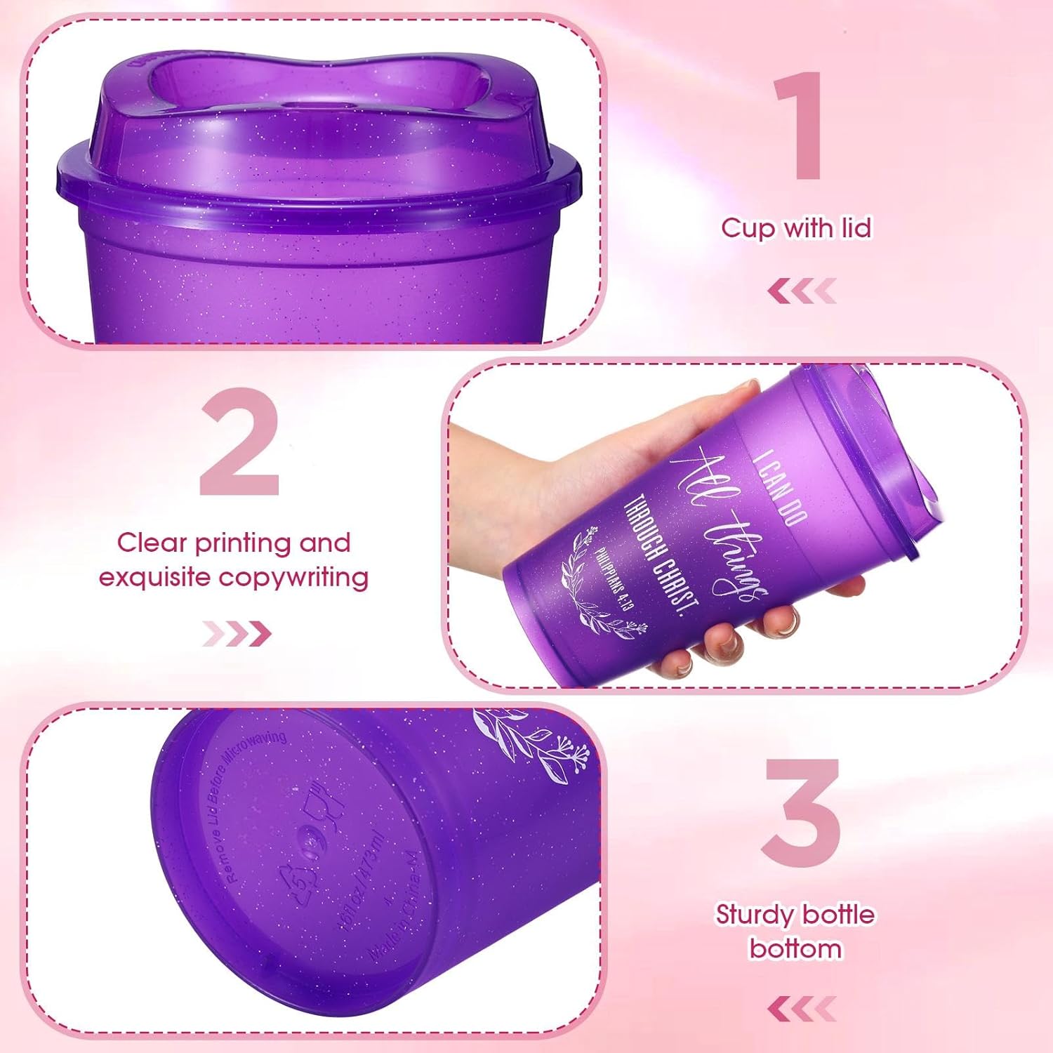 LemonRoad 40 Sets Christian Gifts Bulk 16oz Reusable Bible Verse Coffee Cups with Lids Cards and Gift Bags Inspirational Religious Gifts for Church Party (Classic Color) - Image 4