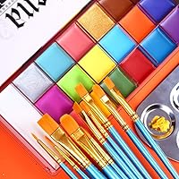 Vista 3 de UCANBE Juego de pintura facial y corporal, paleta de pintura Athena, 10 pinceles profesionales para artistas, bandeja grande y profunda, ideal