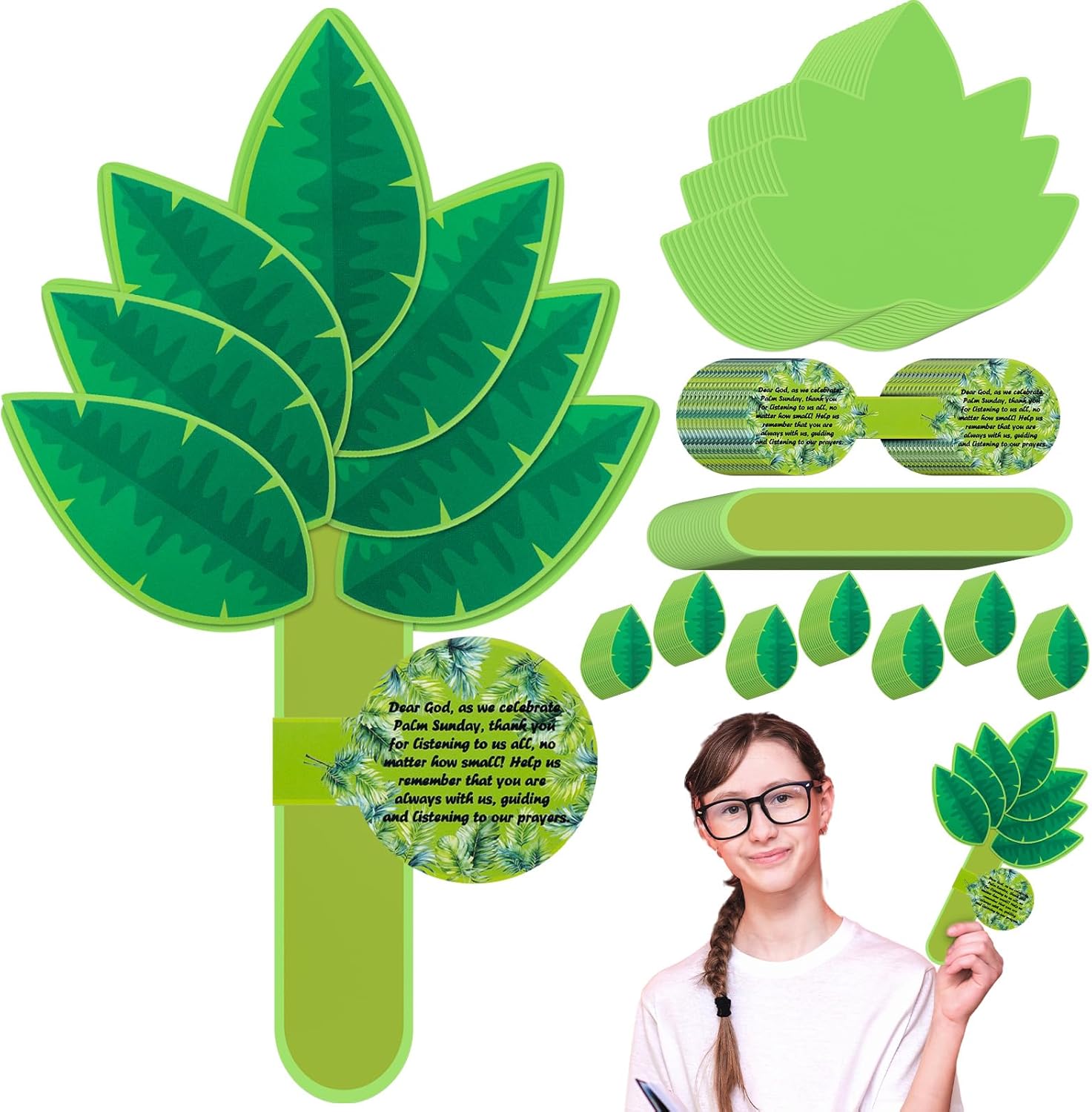 24 Sets Palm Sunday Craft for Kids Religious Holy Week Palm Leaves Prayer Card DIY Kits Christian Easter Arts and Crafts for Holy Week Sunday School Church Activities