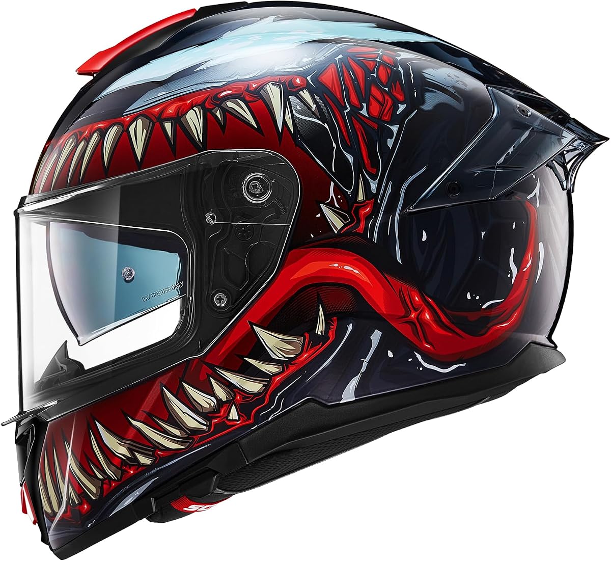 ILM Full Face Dual Visor Motorcycle Helmets with Rear Wing Pinlock Compatible Motorbike Street Bike Helmet DOT Men Women Model 861A (TheNight, M)