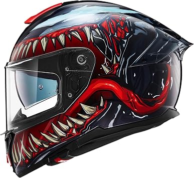 ILM Full Face Dual Visor Motorcycle Helmets with Rear Wing Pinlock Compatible Motorbike Street Bike Helmet DOT Men Women Model 861A (TheNight, L)