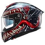 ILM Full Face Dual Visor Motorcycle Helmets with Rear Wing Pinlock Compatible Motorbike Street Bike Helmet DOT Men Women Model 861A (TheNight, L)