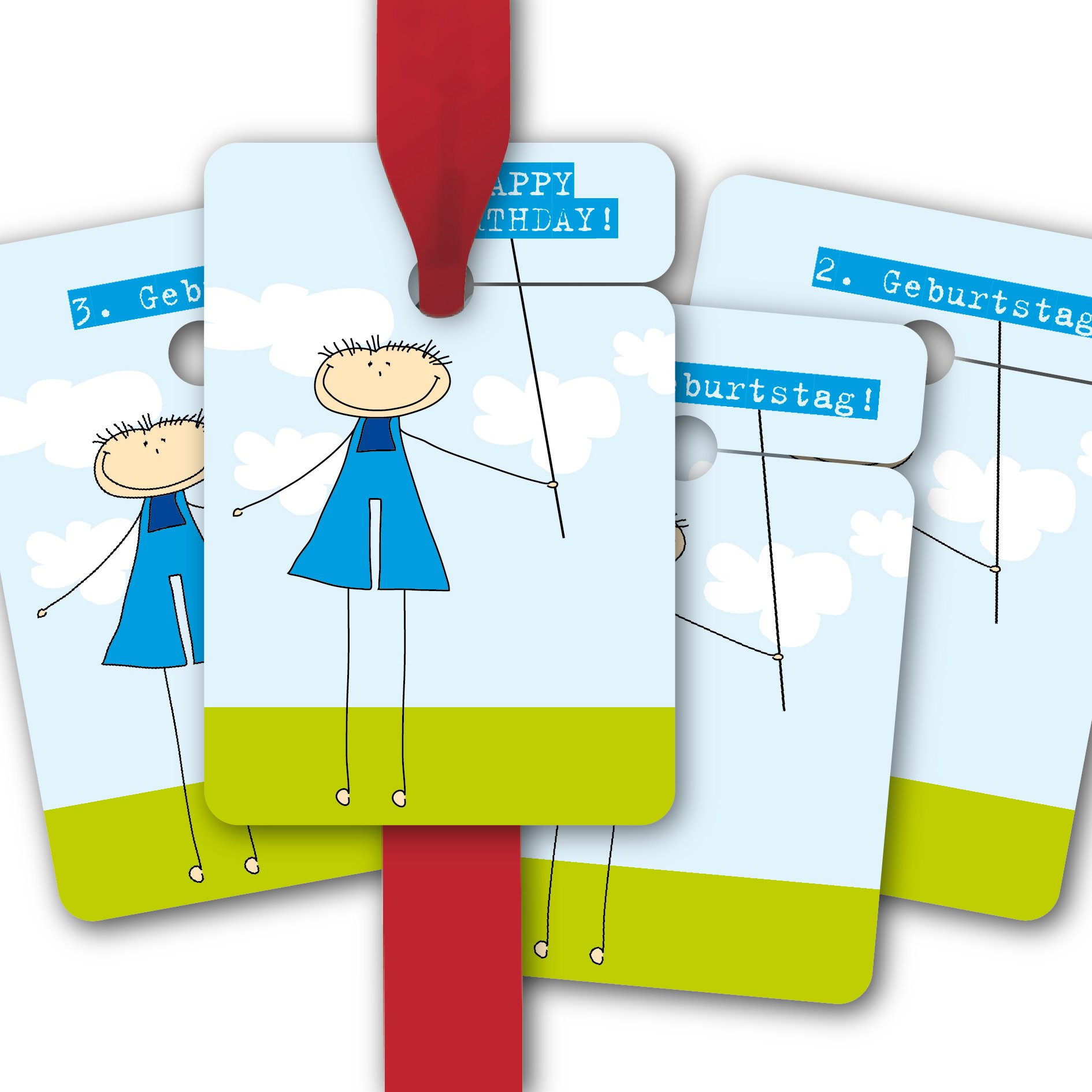 Kartenkaufrausch Kinder Geburtstag Geschenkanhänger, Papieranhänger (80Stk) zum 1, 2, 3. und Geburtstag für Buben- Geburtstags Glückwünsche • geschenk dekoration set für schönes schenken