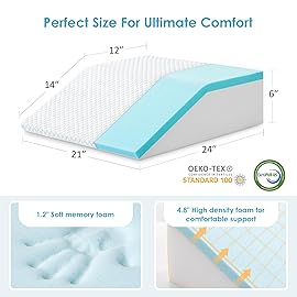 Cozymaker 6 Leg Elevation Pillows for Swelling, Cooling Gel Memory Foam Wedge Pillows for After Surgery, Sciatica Back Knee Hip Ankles Pain Relief, Leg Pillows for Sleeping