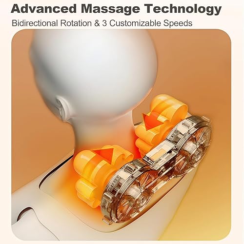 Miniatura 4 de Shiatsu - Almohada masajeadora de cuello y espalda con calor, masaje eléctrico inalámbrico de tejido profundo para comodidad de hombros y soporte de