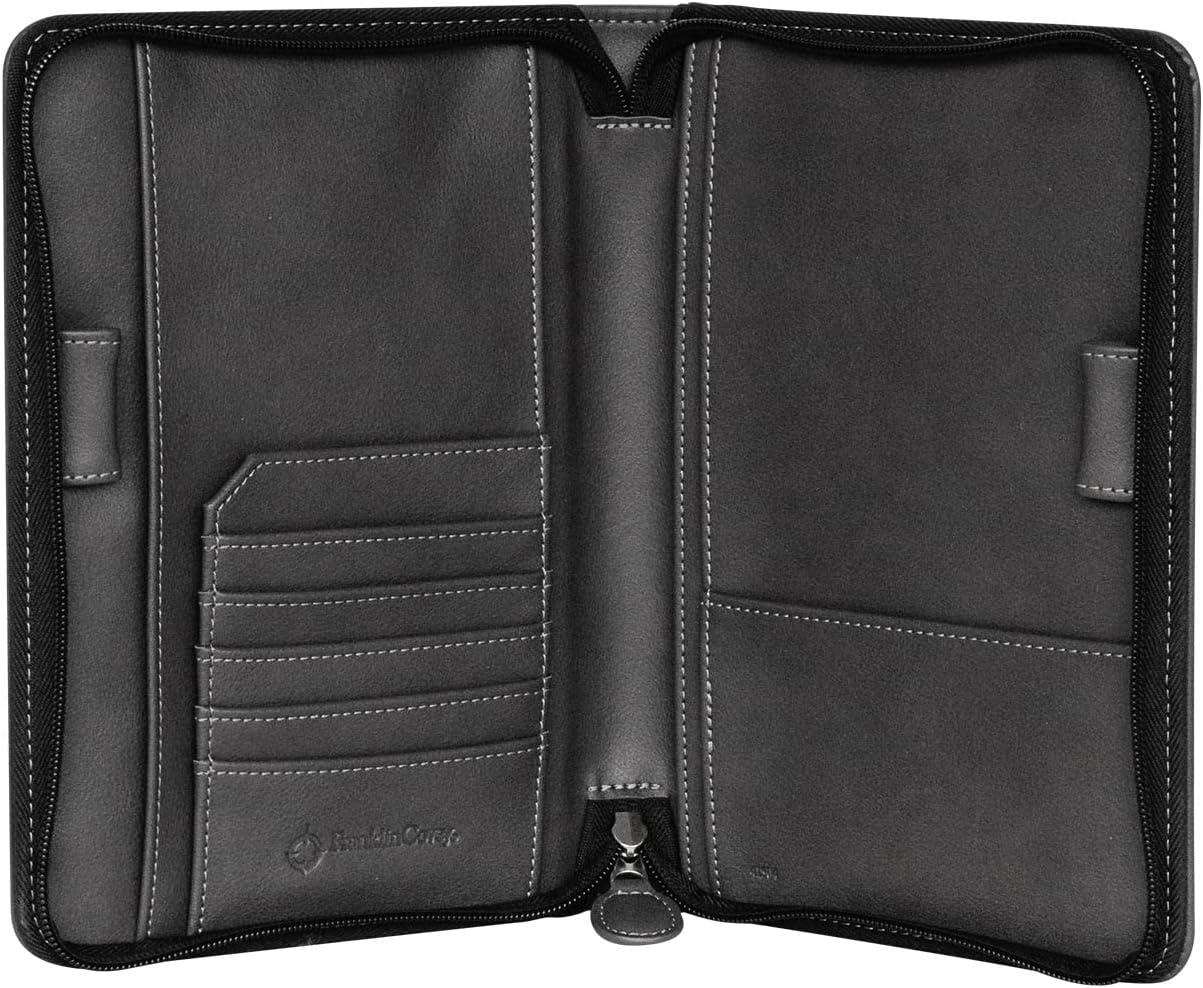 FranklinCovey - Brighton Cover for Wire-Bound FranklinCovey Planners | Simulated Leather - Zipper Closure (Classic, Slate)