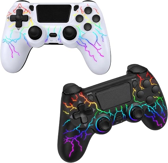 Hycago Wireless Controller for PS-4, Controller Wireless for PS-4/Pro/Slim/PC, Bluetooth Gamepad Joystick with Dual Vibration Touch Panel 3.5mm Audio Jack Six-Axis(Black+White)