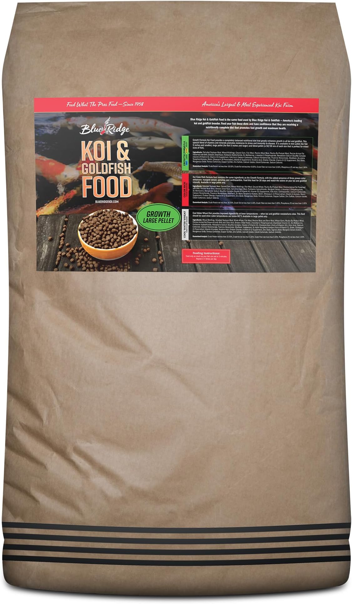 Blue Ridge Fish Food Pellets [50lb], Koi and Goldfish