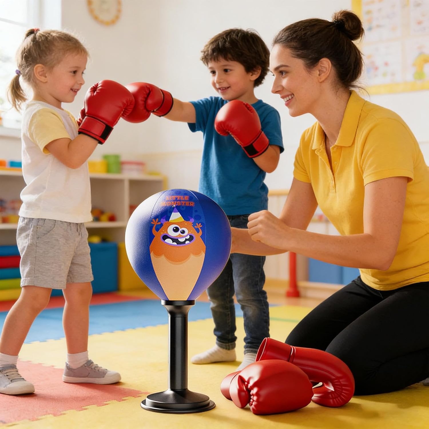 Desk Top Punching Bag, Reaction Speed Toy, Stress Relief Equipment, Mini Boxing Simulator, Home Exercise Accessory, Office Fitness Gadget for Kids Adults Home Gym Use