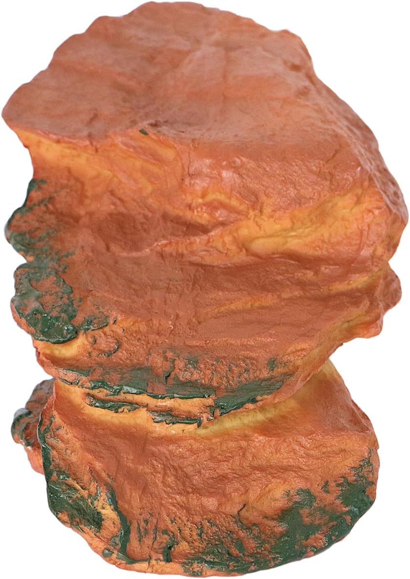 Reptile Rock Hide Cave Hiding Place, Rock Basking Platform,Great for Lizards,Snakes,Turtles,Geckos,Frogs,Amphibians,Small Animals - Lagrge Size(Yellow-Orange)