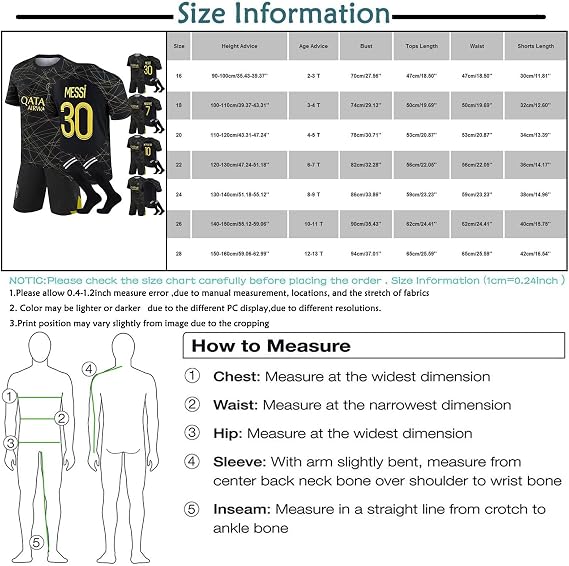 Generic Kids Football Kit 24/25 Home/Away Boy's Soccer Jerseys, Shorts and Socks Set for Boys Youth (2-13 Years)