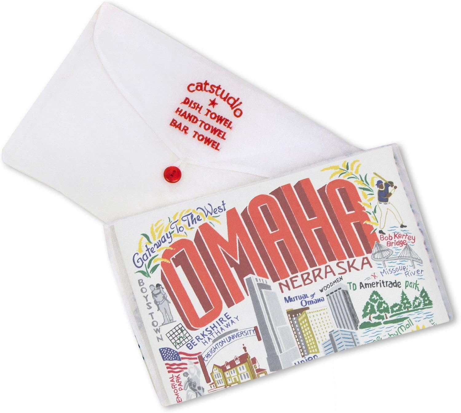 Catstudio Omaha Dish Towel, U.S. City Souvenir Kitchen and Hand Towel, Perfect Tea Towels for Omaha Lovers, Travel Souvenir, Housewarming Gifts, Couple Gifts
