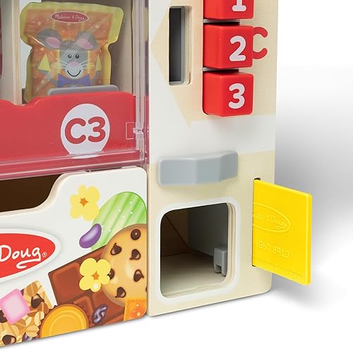Miniatura 9 de Melissa & Doug Sort-Stock-Select - Máquina expendedora de madera de juguete con comida para jugar, mini máquina expendedora de juguetes y dinero de