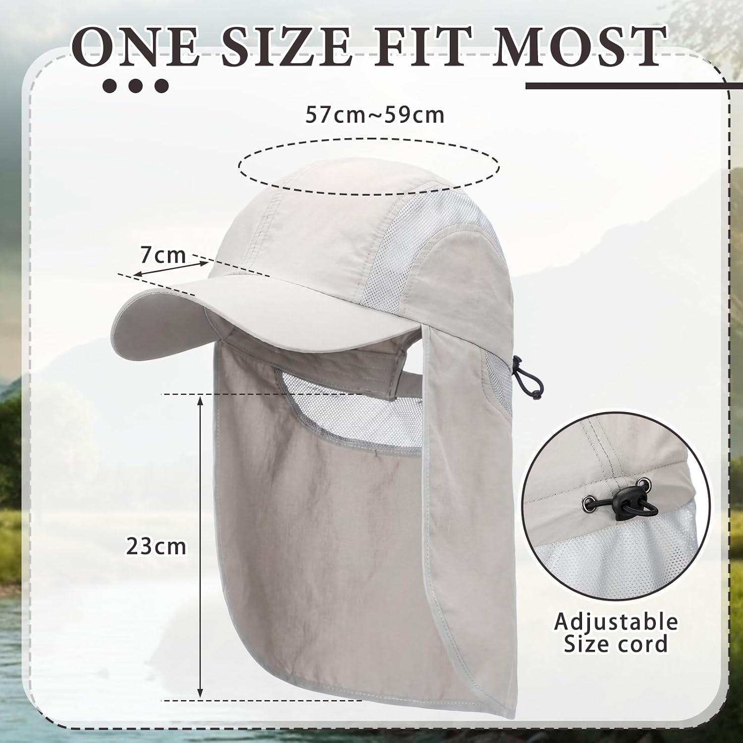 Janmercy 3 Pcs Sun Hats with Neck Flap for Men Uv50+ Large Brim Baseball Cap with Neck Cap UV Sun Protection Adjustable Breathable for Hiking Cycling Fishing Outdoor Sports