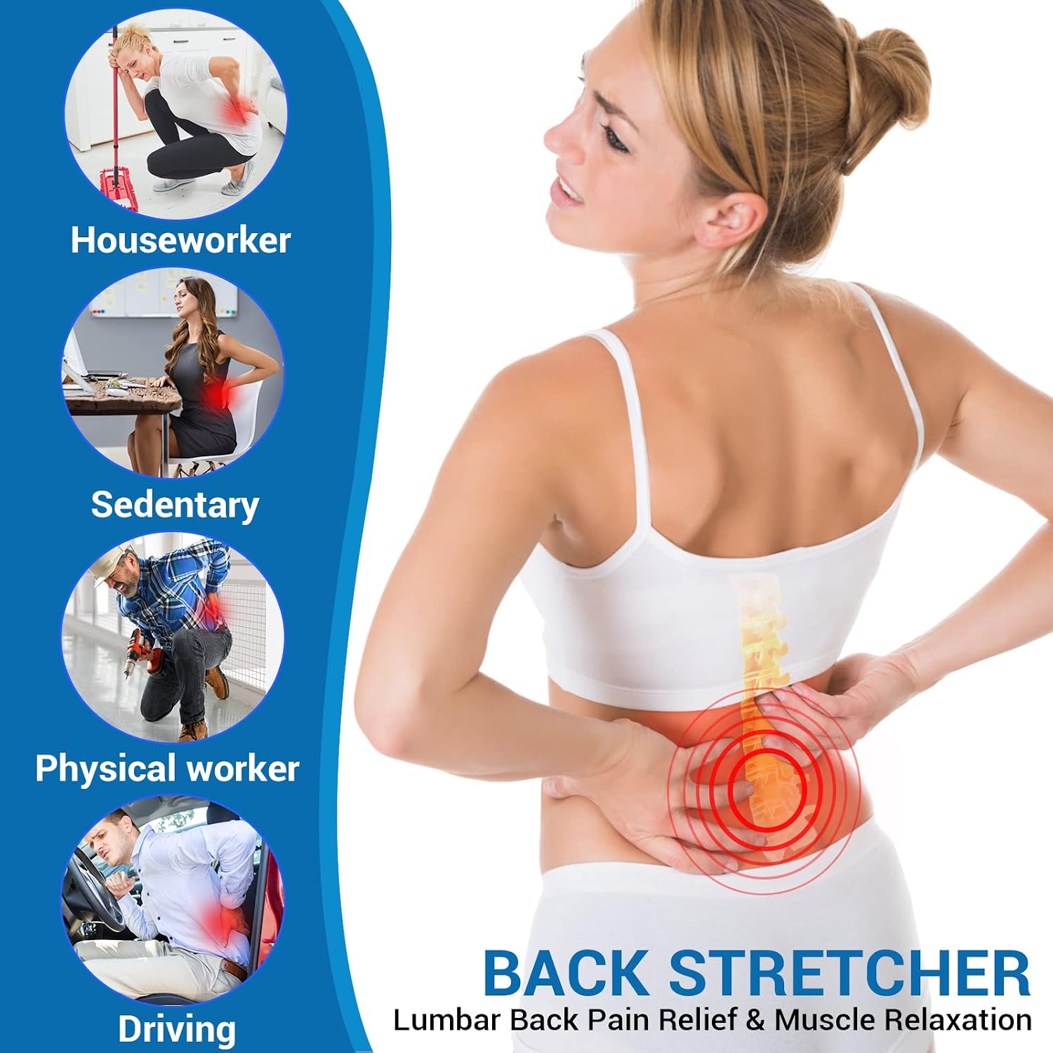 Dagfrid Back Stretcher, Back Cracker, 2023 Upgraded Back Cracking Device for Lower Back Pain Relief, Adjustable Multi-Level Back Popper with Massage Points for Herniated Disc, Scoliosis, Sciatica