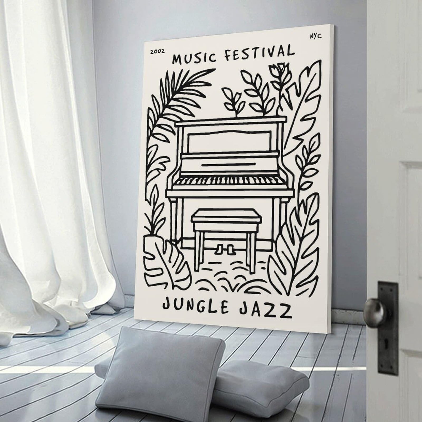 Junmoney Jungle Jazz Music Festival Room Decor Wall Art, 20x30inch(50x75cm), for Home, Office, Studio Or Guest Room, Canvas Wall Art That Fits Changing Layouts