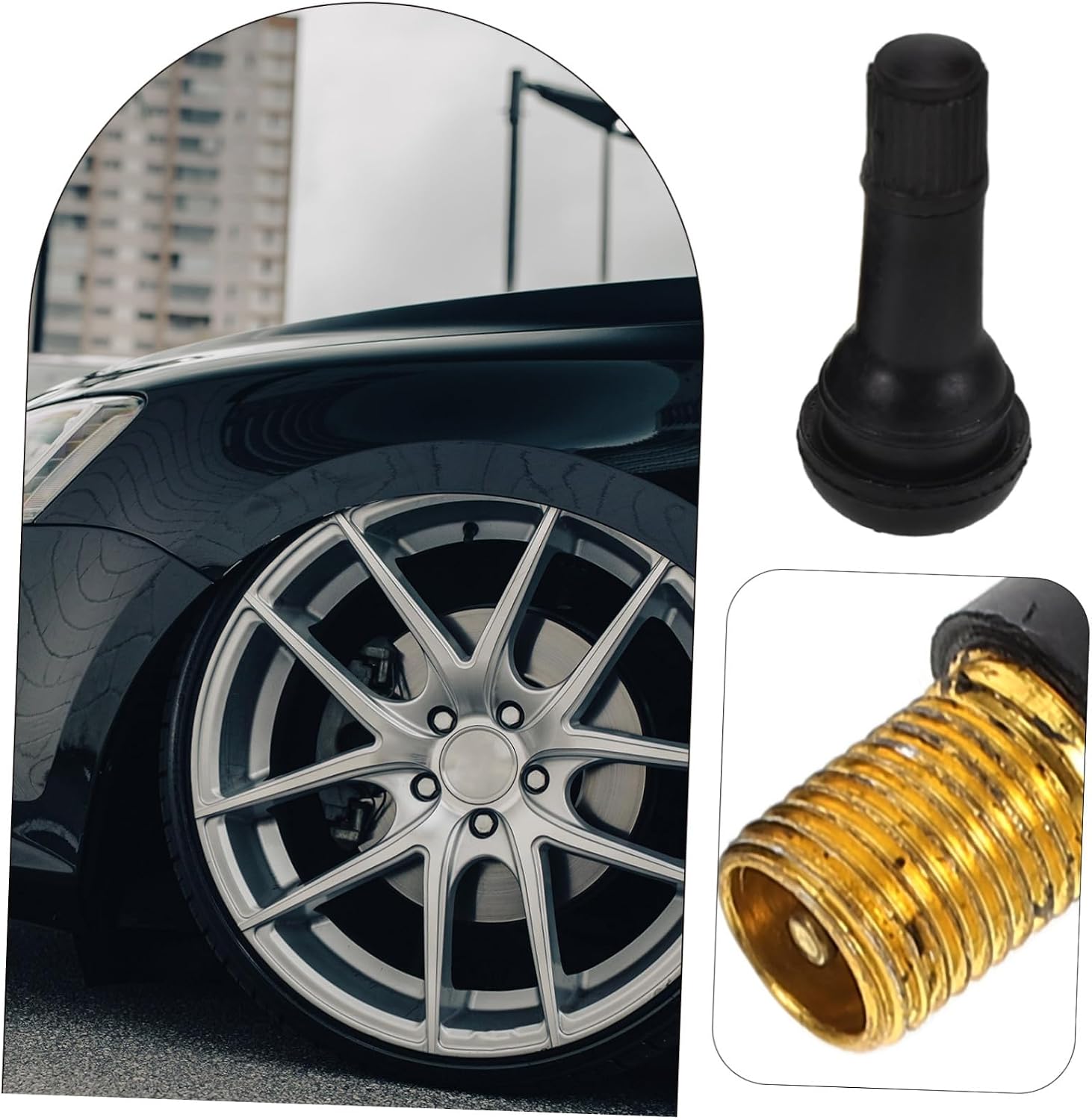 100Pcs Rubber Tire Valve Stems Car Tire Valve Replacement for Tubeless Durable Rubber Easy Installation Compatible with Various Vehicles