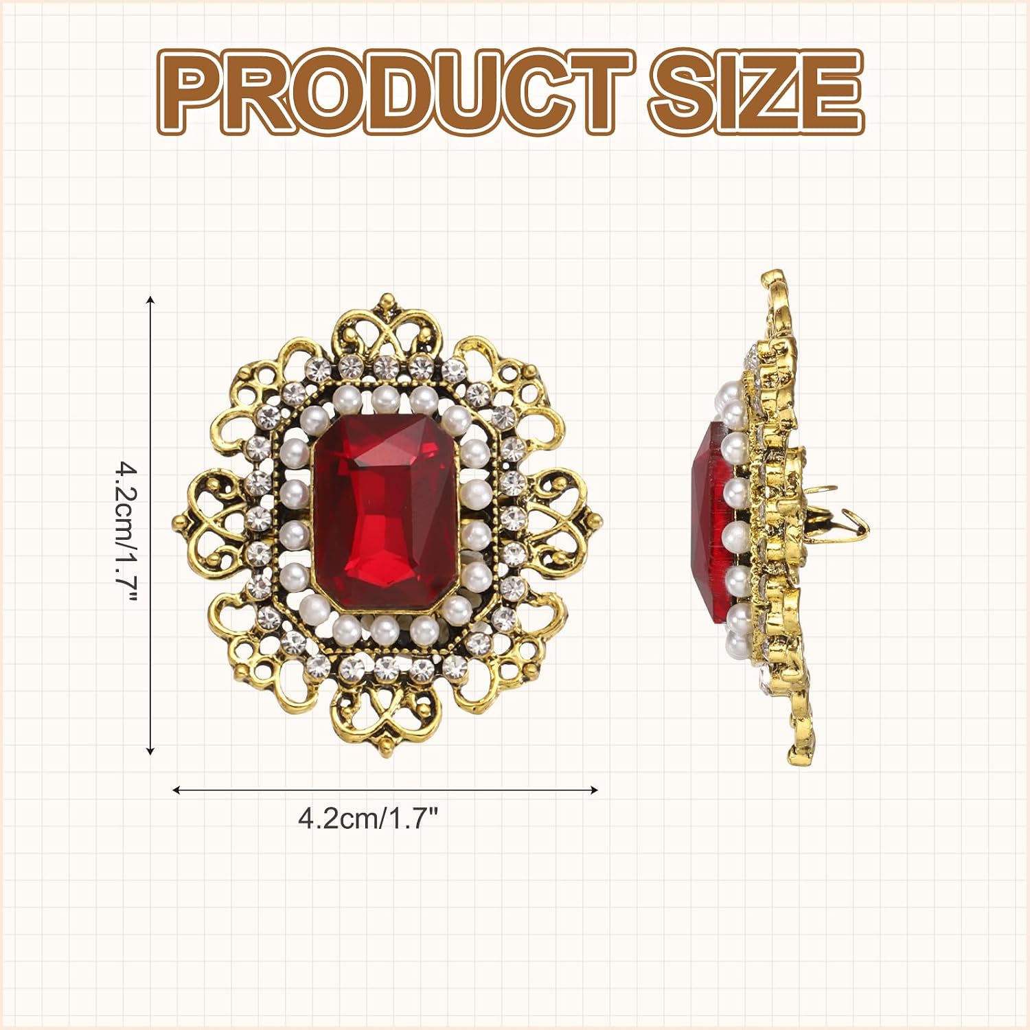 MECCANIXITY Vintage Crystal Rhinestone Brooch for Women, Flower Lapel Pins Alloy Rhinestone Rectangle Crystal Brooch Pin for Scarves