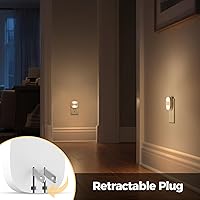 Vista 2 de DORESshop Luces nocturnas LED enchufables a la pared, 4 paquetes de luz nocturna plegable, portátil, regulable, con sensor de atardecer a amanecer