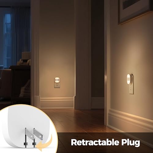 Miniatura 2 de DORESshop Luces nocturnas LED que se enchufan a la pared, paquete de 4, mini luz nocturna regulable de 3000 K con enchufe plegable, luz nocturna