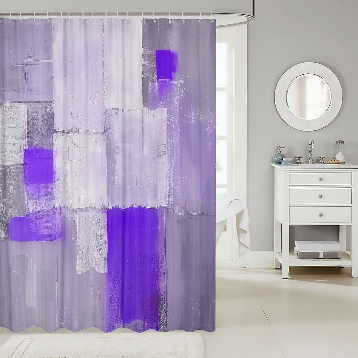 jejeloiu Abstract Shower Curtain for Bathroom Decor Purple Ombre Bath Curtain for Stalls Bathtubs Modern Art Bathroom Accessories Luxury Waterproof Polyester Fabric with 12 Hooks 72"x78"