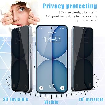 2枚パック Nothing Phone 4a プライバシー強化ガラススクリーンプロテクター、ウルトラHD強化ガラスフィルム、スパイ防止、硬度9H、スクラッチ防止、気泡なし