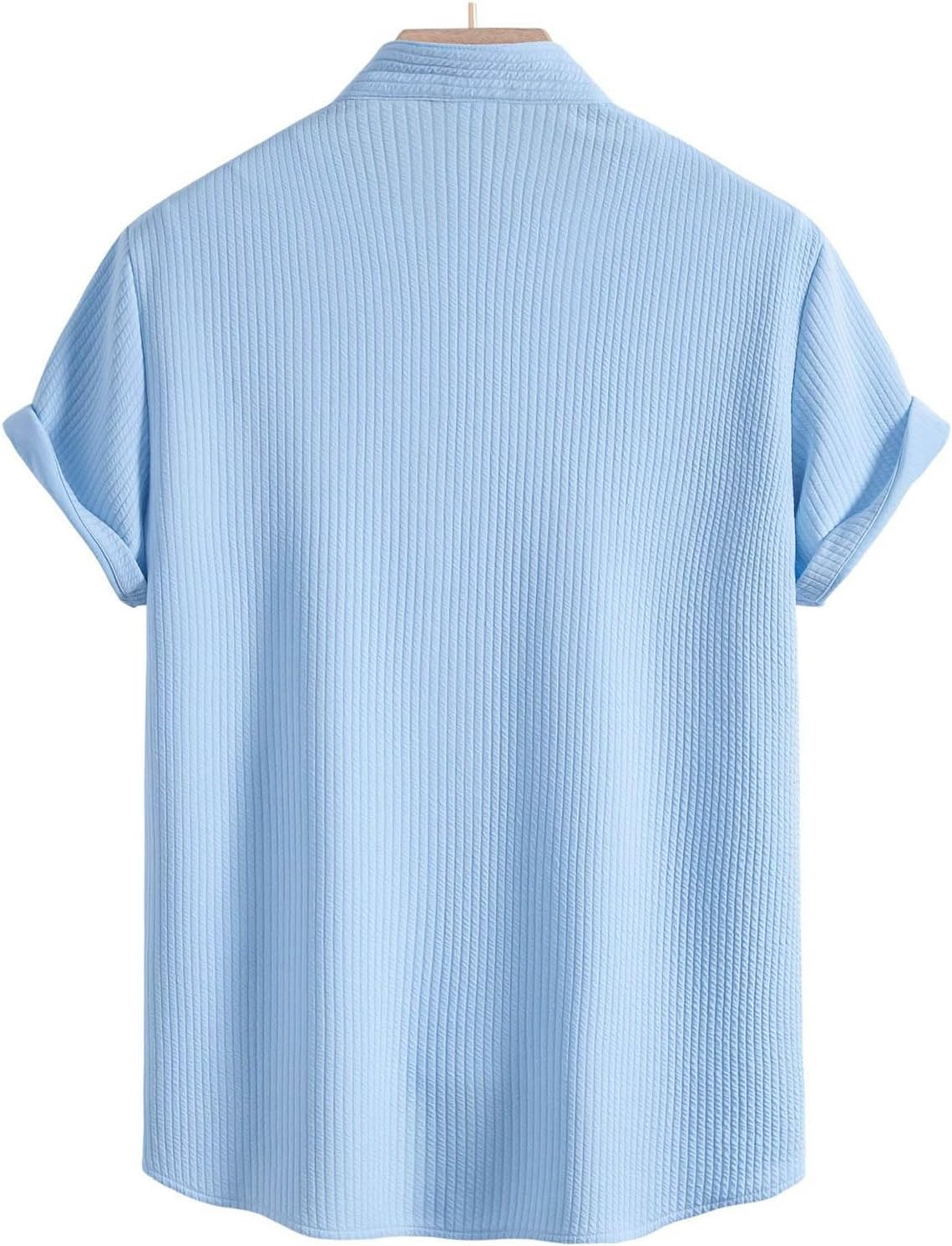 Mens Short Sleeve Dress Shirt Fashion Wrinkle Free Solid Casual Button Down Shirts for Summer Business Wedding