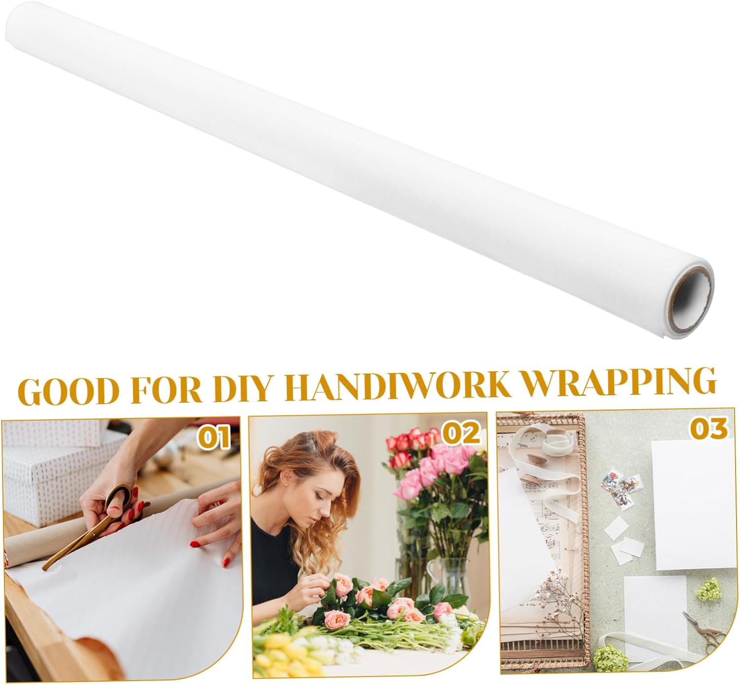 Gogogmee 1roll Ultra-thin Bouquet Wrapping Paper Elegant Yards Milk Cotton Cloud Tissue for Flower Shop Packaging for Weddings Birthdays Seasonal Events