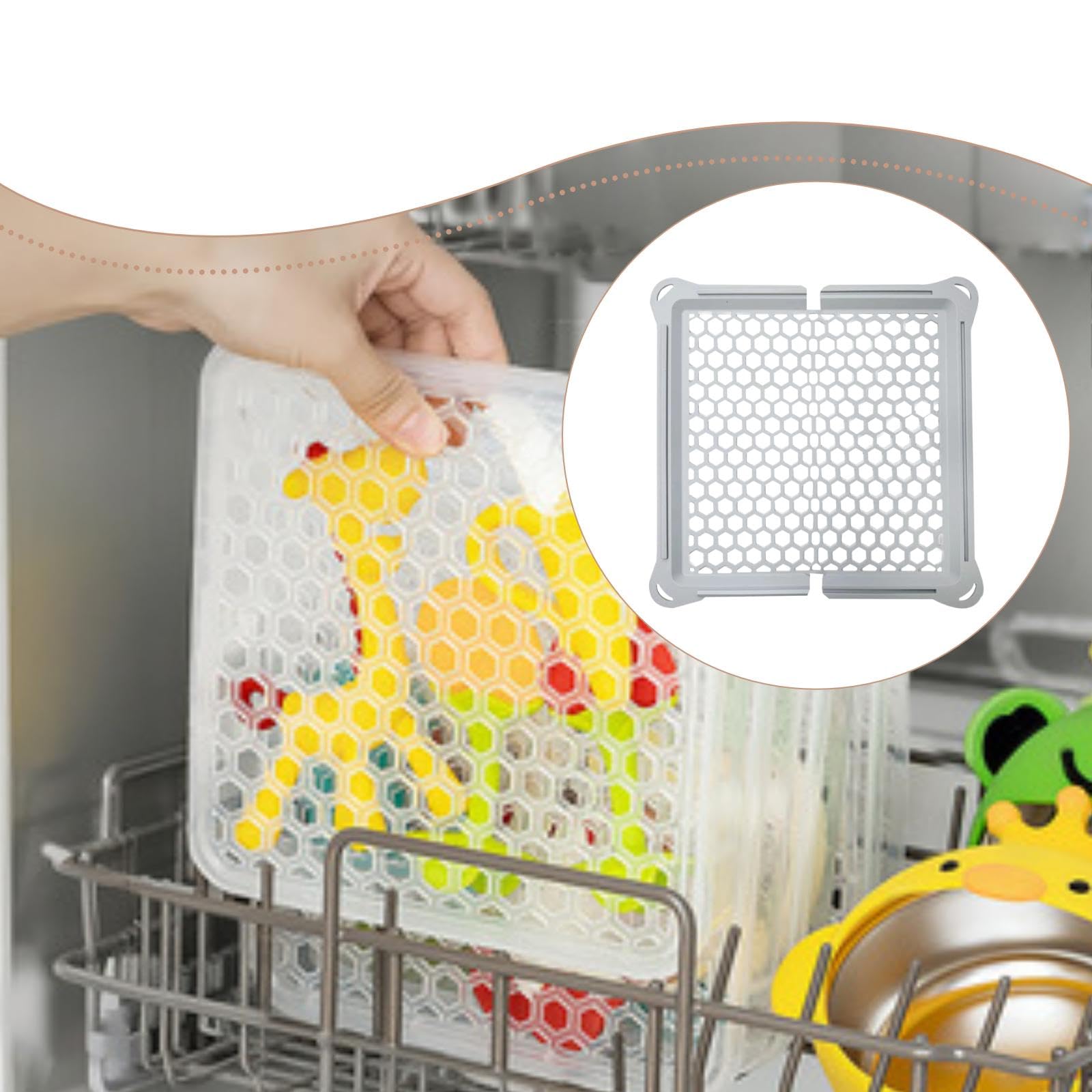 Sac à Vaisselle Multifonctionnel en Silicone Faisant Office de Panier et de Boîte de Rangement pour Faciliter Le Lavage des Accessoires Délicats, Gris
