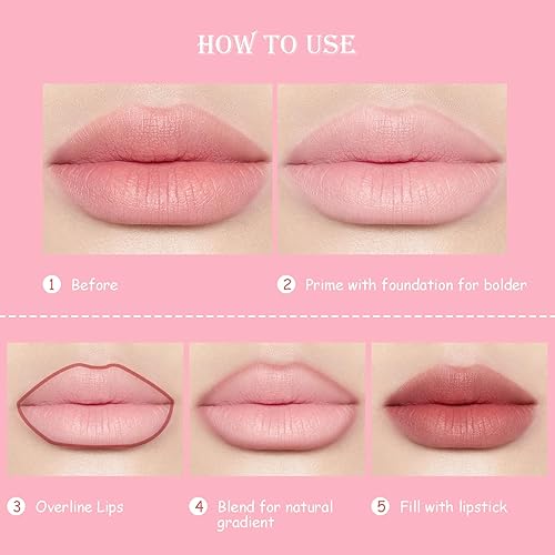 Boobeen 6 Colors Lip Liner Set, Cream Glide Lip Combo Sets, Sculpting Matte Velvet Lips Pencil, High Pigmented for Girls Daily Makeup(#02,0.06 Ounce (Pack of 6))