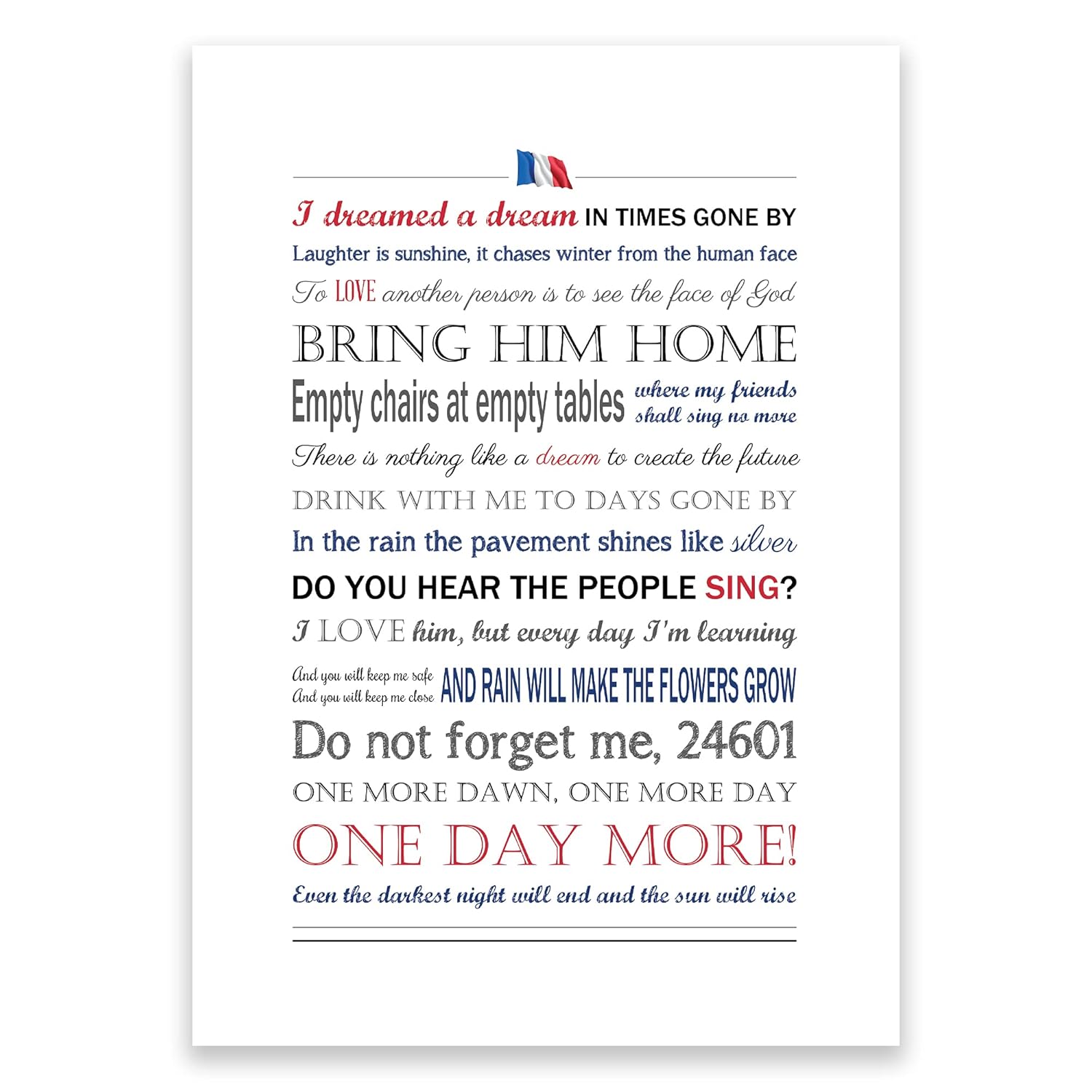 Les Miserables Quotes Print, Musical Lyrics Wall Art, Fan Gift Picture ...