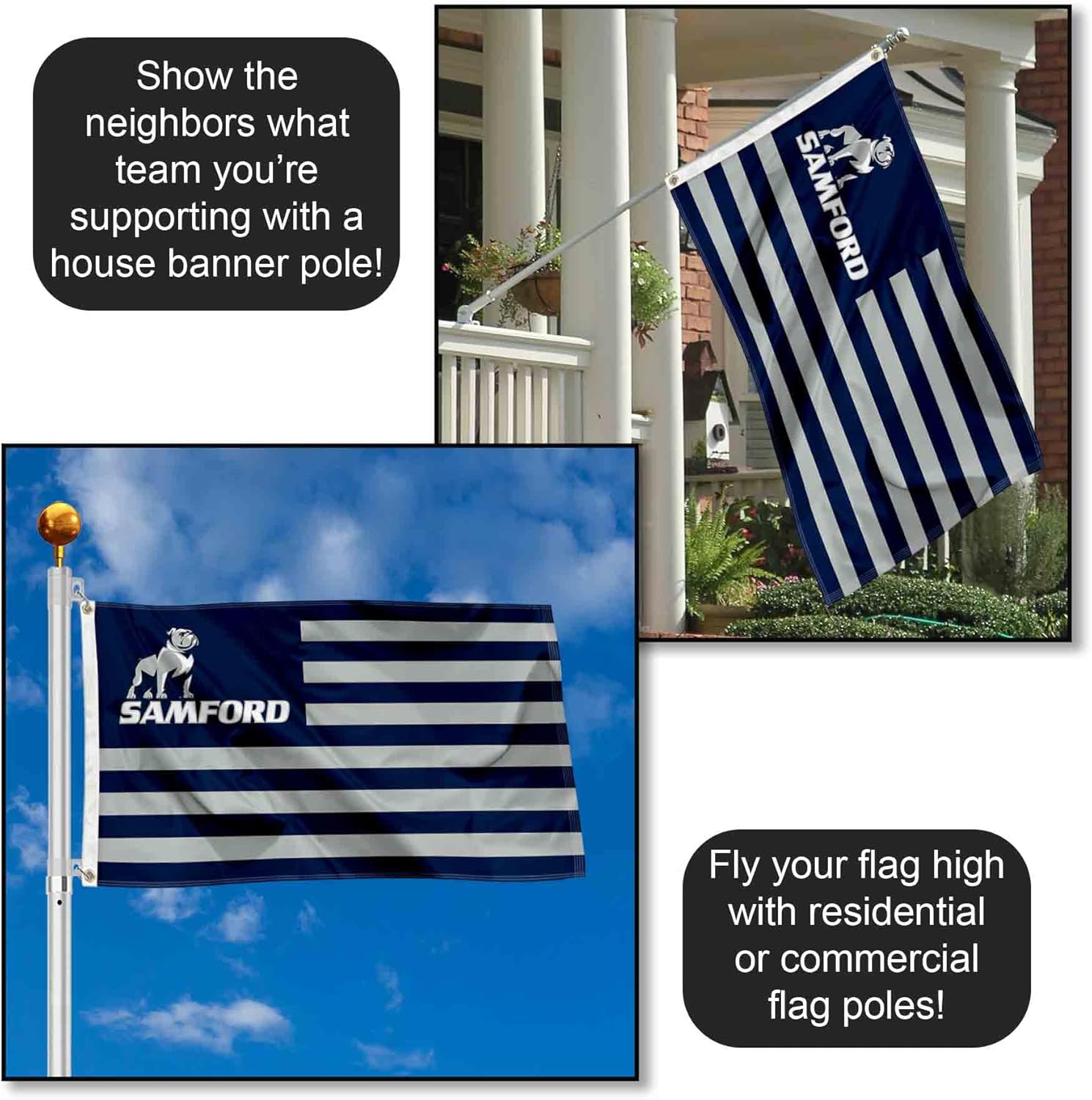 Samford Bulldogs American Stripes Nation Flag - Image 3