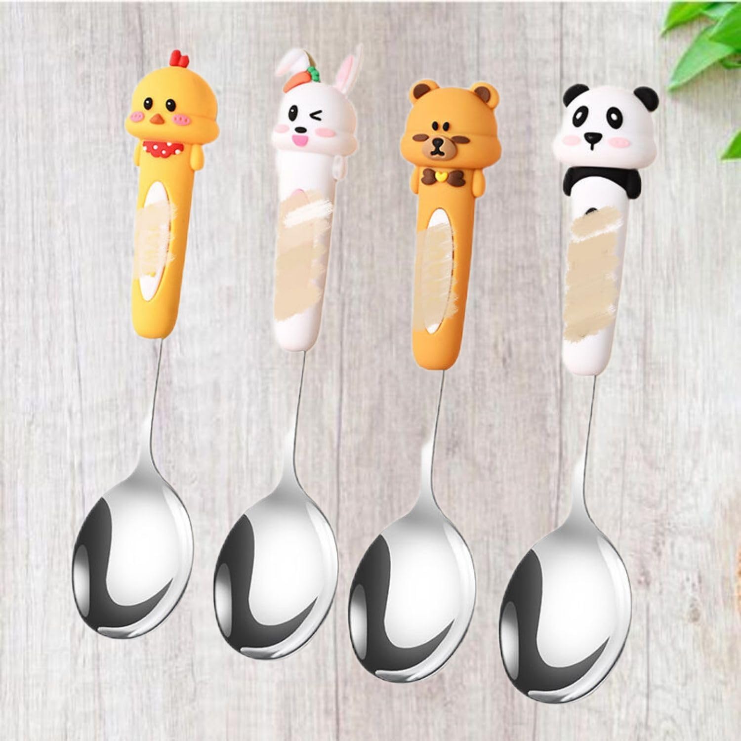 可爱勺子 Stainless Steel Long handled soup spoons，Spoons,Meal spoon 304不锈钢汤勺家用调羹小孩专用吃饭勺 Household Cleaning，Kitchen Storage Essentials