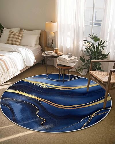 Miniatura 4 de Alfombra redonda de mármol de 5 pies, lavable para interiores y exteriores, para dormitorio, cocina, baño, sala de estar, comedor, lavandería,