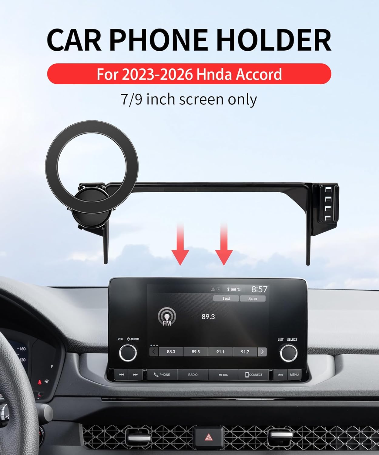 Car Phone Holder for Honda Accord 2023-2026 Accessories 7/9-Inch Screen Fixed Clip, 360° Rotation Phone Mount Compatible with MagSafe, Cell Phone Holder That Does Not Affect Air Vent