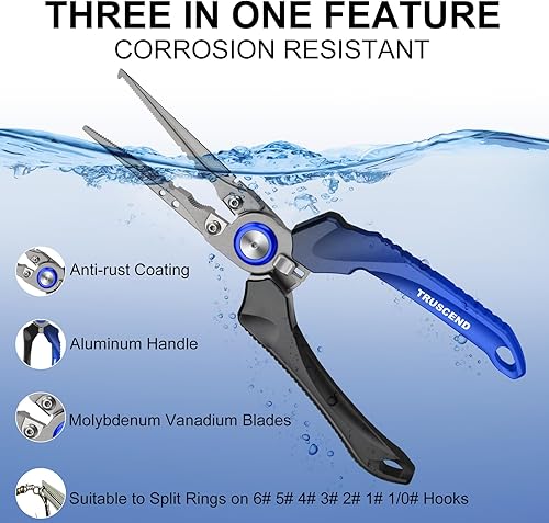 Miniatura 2 de TRUSCEND Lockable Handy Fishing Pliers with Innovative Ergonomic Handle, Saltwater Corrosion Resistant Teflon Coated Fishing Tool, Multi-Function