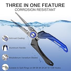 TRUSCEND Lockable Handy Fishing Pliers with Innovative Ergonomic Handle, Saltwater Corrosion Resistant Teflon Coated Fishing Tool, Multi-Function Fishing Gear with Mo-V Cutter, Amazing Fishing Gift