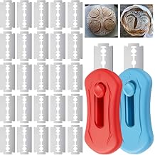 SUMAJU Bread Knives 2 Pcs Bread Lame Dough Scoring Tool with 20 Stainless Razor Blades Red Blue Handle for Sourdough Baguette Home Baking