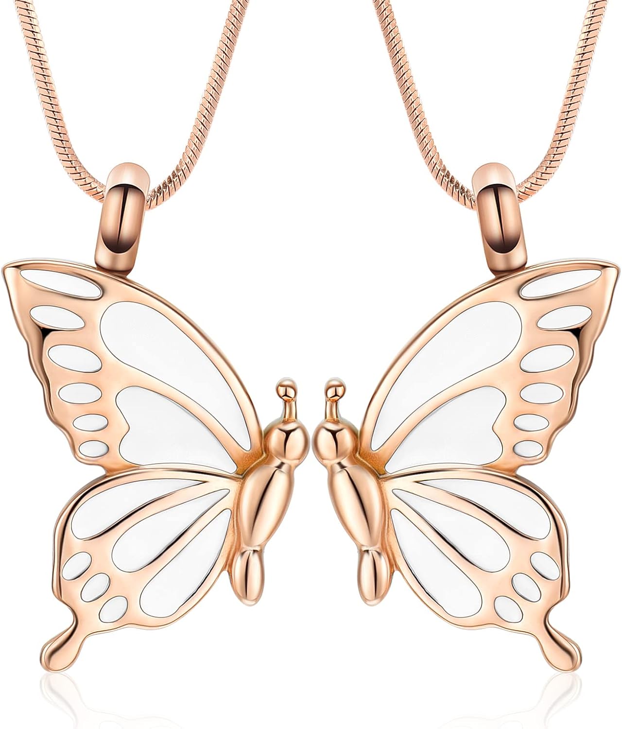 Hearbeingt 2 pcs Butterfly Urn Necklaces for Ashes Cremation Jewelry for Women Men Stainless Steel Memorial Necklace Ash Holder for Human Pets Keepsake Jewelry for Loved Ones with Fill Tool