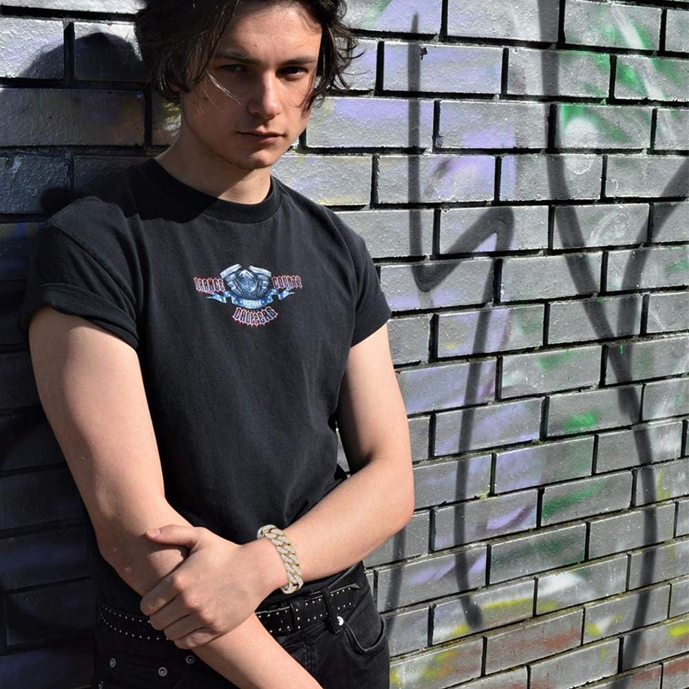 JINAO 6 Times 14K Gold Plated 8mm Men Women Fully Iced Out Cubic Zirconia Dupre Cuban Link Chain Bracelet Hip Hop - Image 5