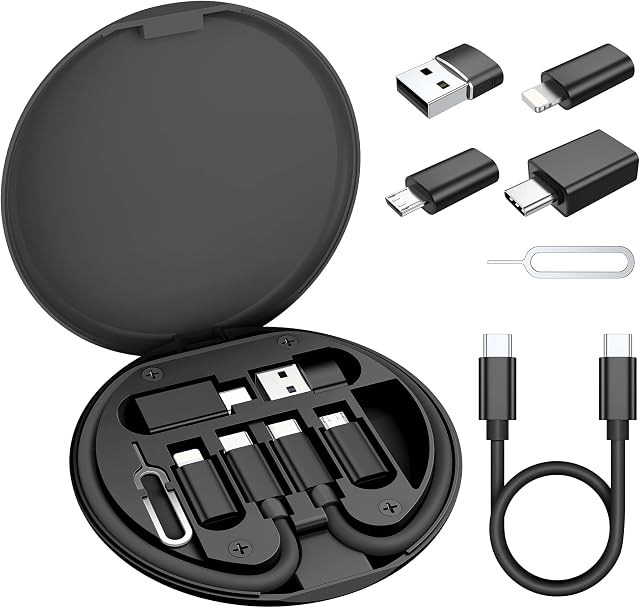 Elebase Multi USB C Kit de câble adaptateur chargeur, avec 1Ft 100W Cordon de charge 6 en 1 Voyage de type C à iOS Boîte d'adaptateur,USB 3.0 OTG,USBC pour Micro Converter,Portable Card Storage,Eject Pin,Transfert de données