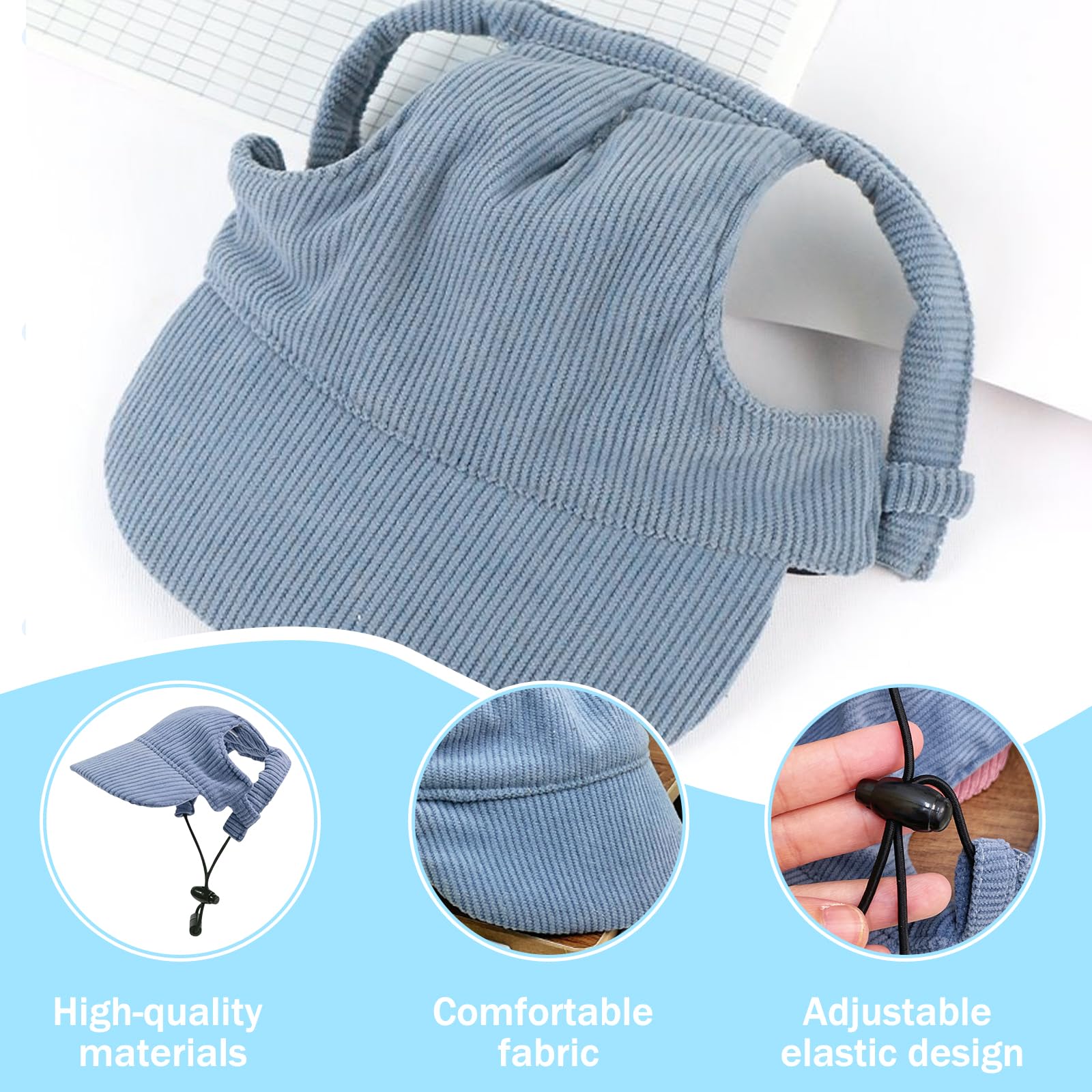 DAVBNM Dog Baseball Cap, Summer Dog Sun Protection Outdoor Hat, Sun Hat, Visor Caps with Ear Holes - Image 4