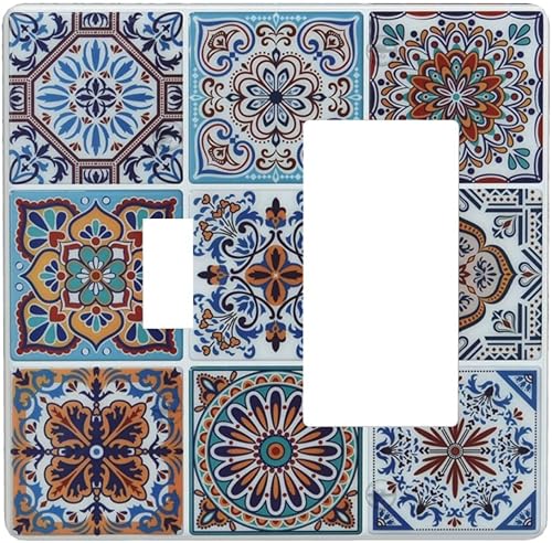 Miniatura 34 de Cubiertas de Interruptor de Luz de 1 Gang Medieval Abstracto Moderno Luna Estrellado Gran Ola Toggle Simple Placa de Pared Cubierta Decorativa de